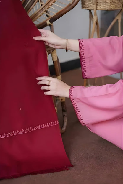 Aisling - 3PC Unstitched Dhanak Embroidered Shirt with Dhanak Embroidered Dupatta and Trouser