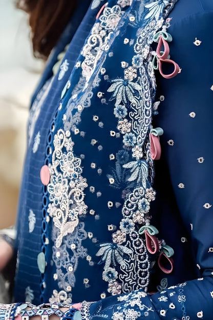 Qalamkar 3PC Lawn Embroidered Shirt with Embroidered Chiffon Dupatta (Unstitched)
