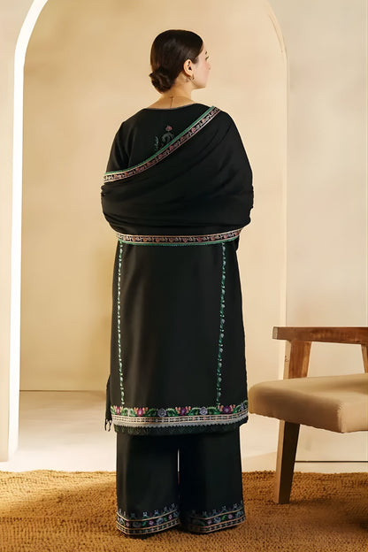 Zara Shah Jahan - 3PC Unstitched Dhanak Embroidered Shirt with Embroidered Back and Embroidered Dhanak Dupatta and Trouser