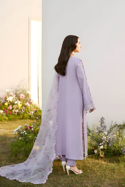 Allys - 3PC Unstitched Lawn Embroidered Shirt with Digital Printed Monark Dupatta and Trouser