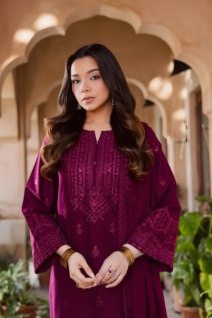 Batik - 3PC Dhanak Embroidered Shirt with Dhanak Embroidered Dupatta and Trouser