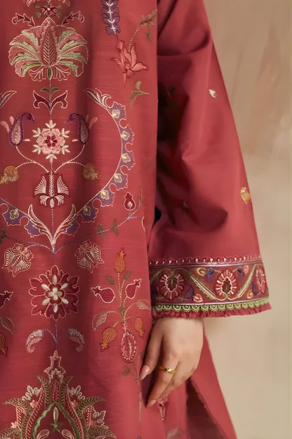 Zara Shah Jahan - 3PC Unstitched Dhanak Embroidered Shirt with Digital Printed Dupatta and Trouser