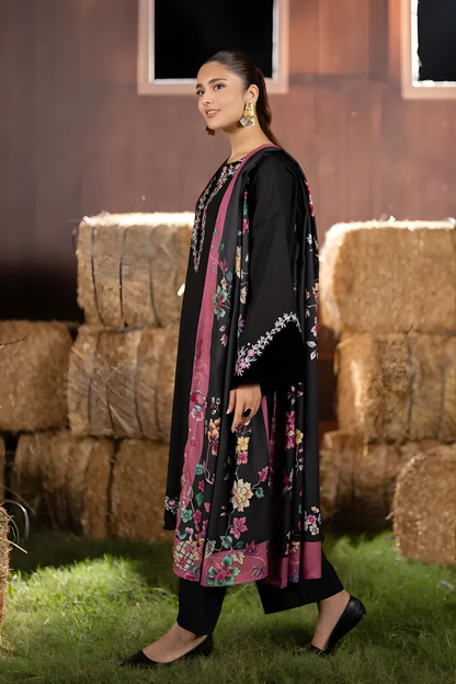 Maryam N Marya - 3PC Khaddar Embroidered Shirt with Digital Printed Dupatta and Trouser