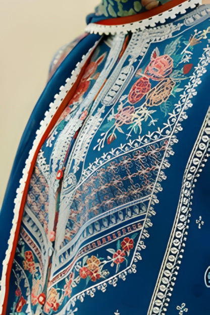 Zara Shah Jahan - 3PC Unstitched Lawn Embroidered Shirt with Digital Printed Khadi Net Dupatta and Embroidered Trousers