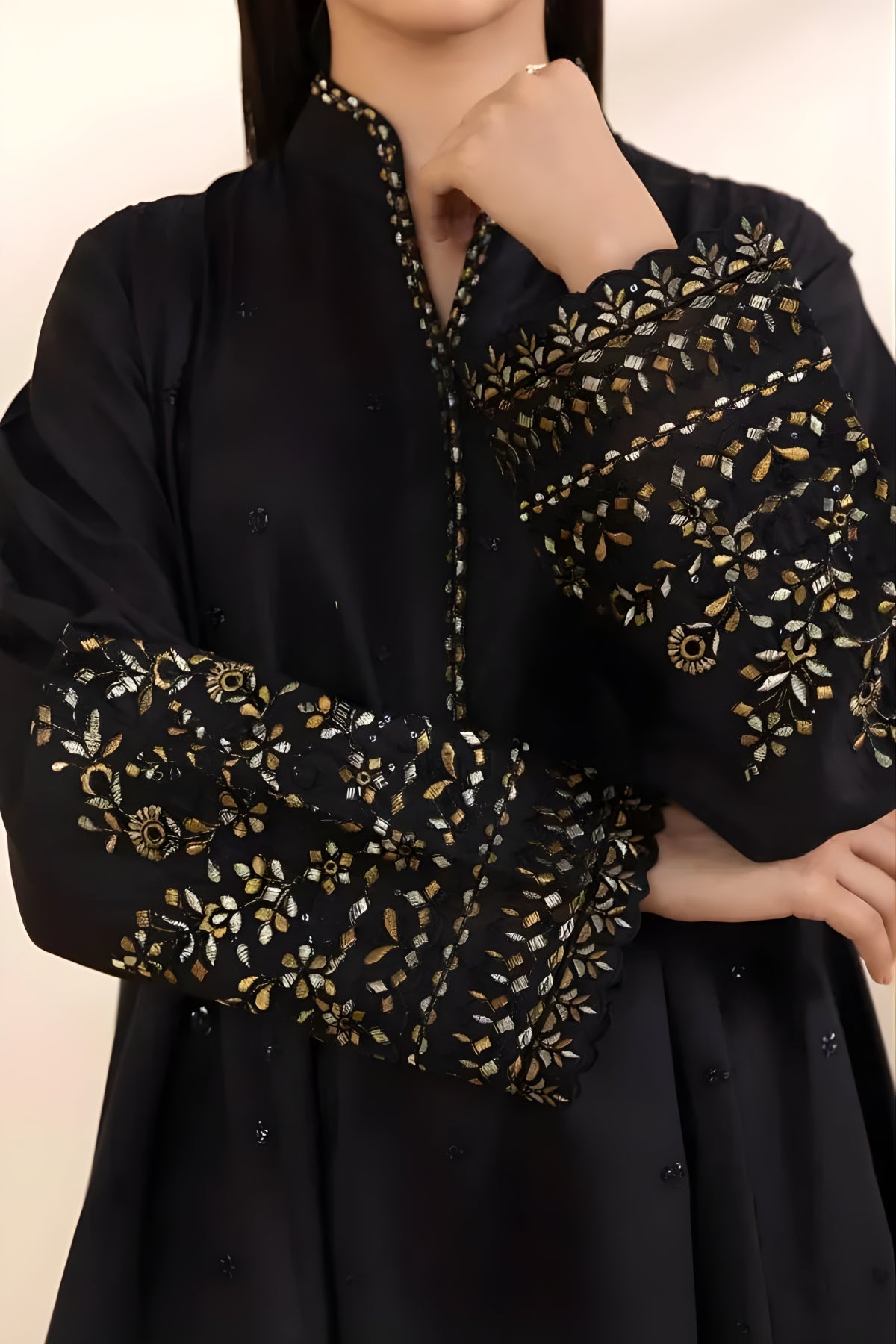 Sapphire - 3PC Unstitched Khaddar Sequence Embroidered Shirt with Digital Printed Dupatta and Trouser