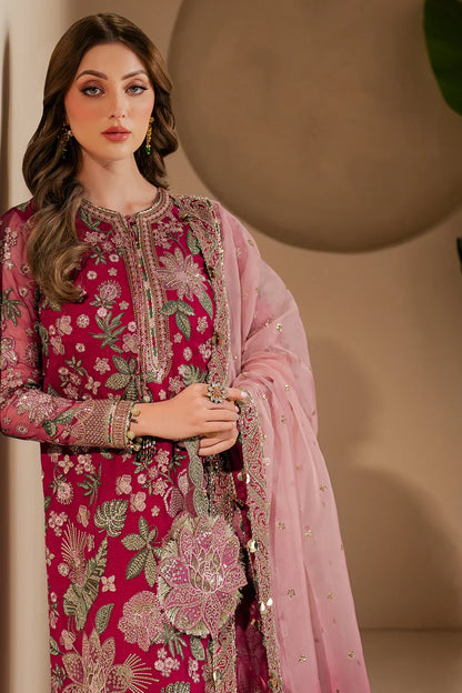 Jazmin Luxury Chiffon Unstitched Embroidered Collection Rose Rediance