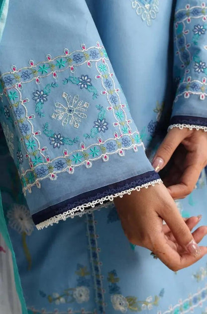 Zara Shah Jahan - 3PC Unstiched Lawn Embroidered Shirt with Slub Net Dupatta