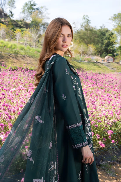 Garnet - 3PC Unstitched Lawn Embroidered Shirt with Digital Printed Dupatta and Trouser