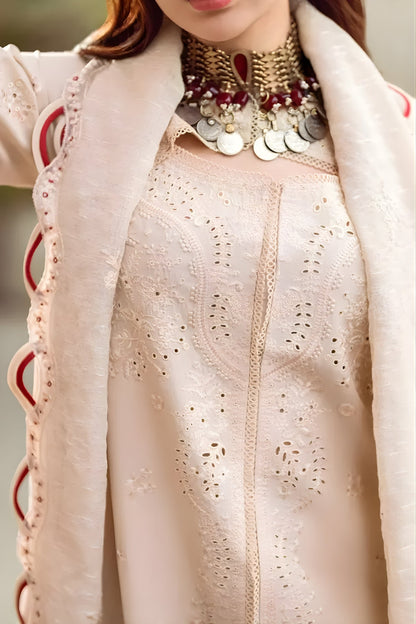 3PC Lawn Embroidered Shirt with Embroidered Slub Net Dupatta (Unstitched)