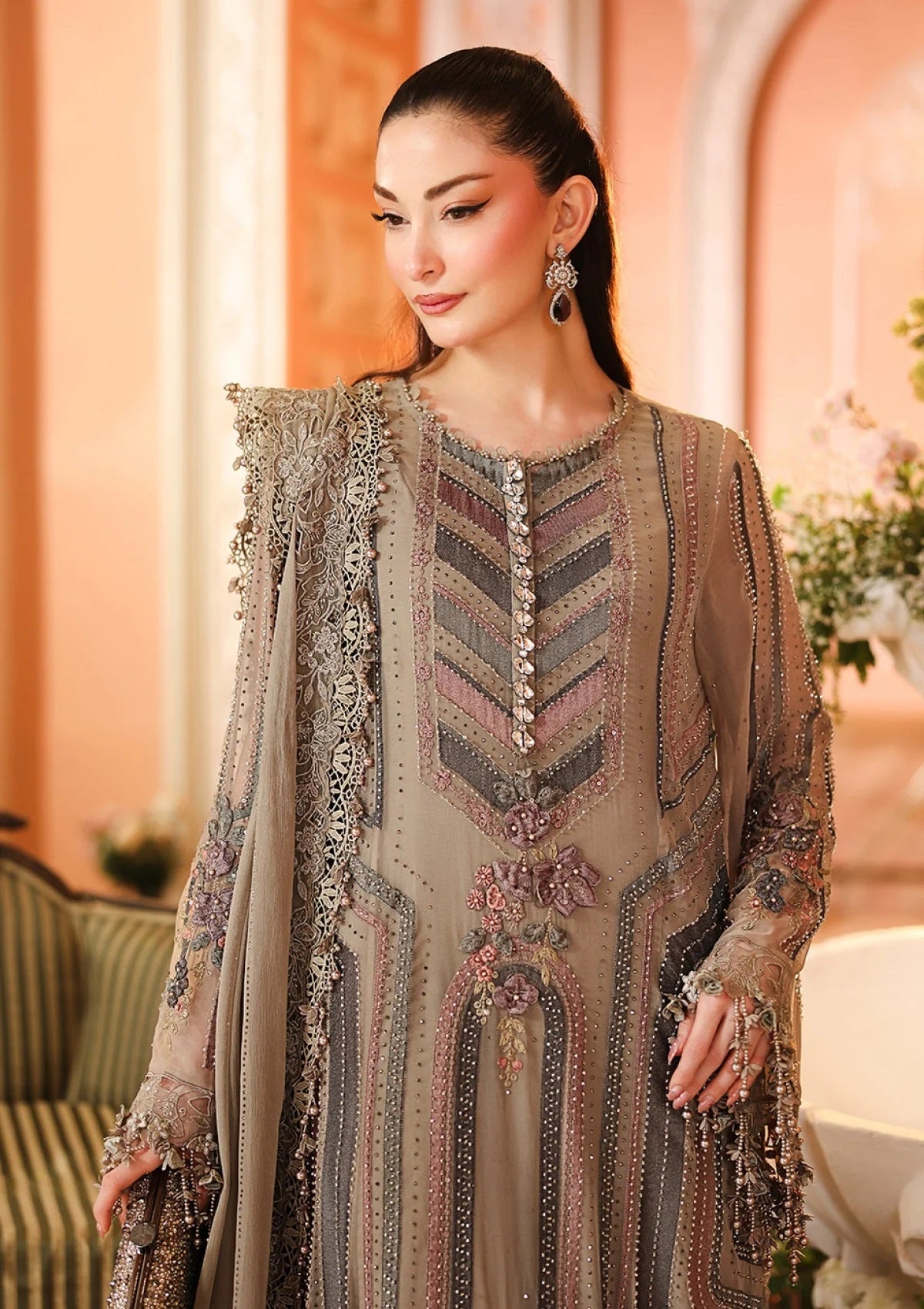 Maria.B Royale Tea Affair - Luxury Embroidered Pure Chifon Unstitched 3Pc Suit