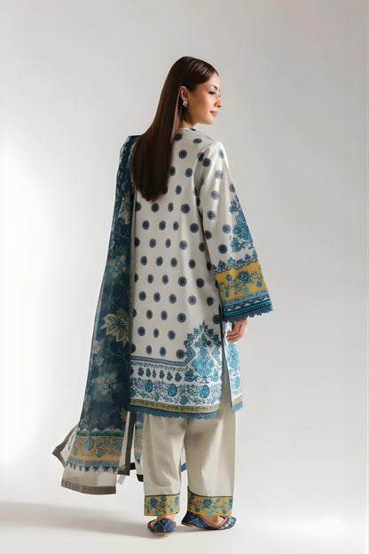 Ethnc - 3PC Banadora Lawn Printed Shirt with Printed Voil Dupatta (Unstitched)