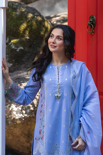 Al Karam - 3PC Unstitched Lawn Embroidered Shirt with Digital Printed Monar Dupatta and Trouser