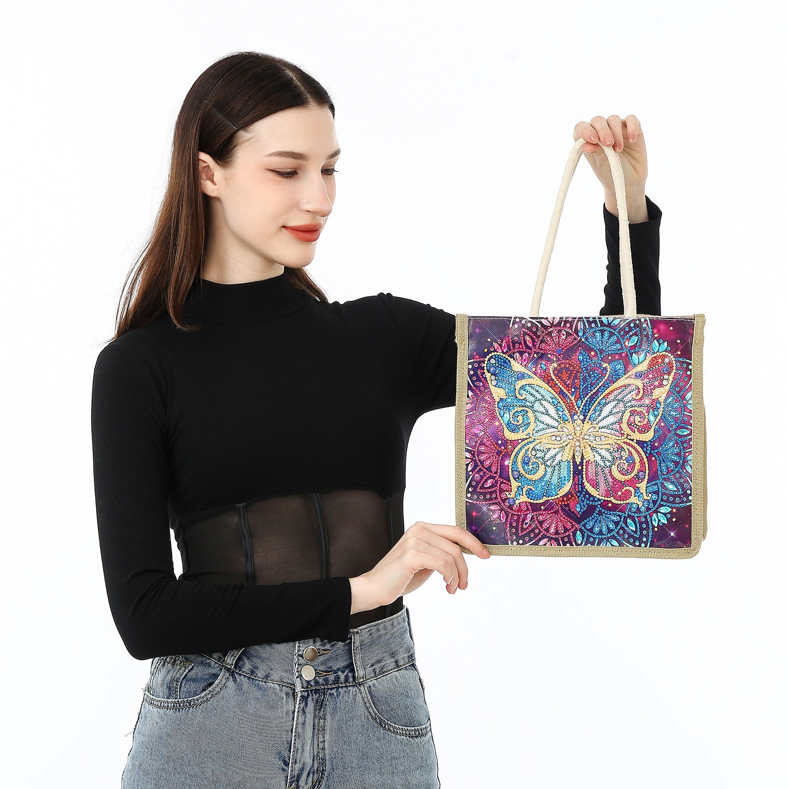 5d Diamond Painting Stick-on Crystals Bright Crystal Tote Bag