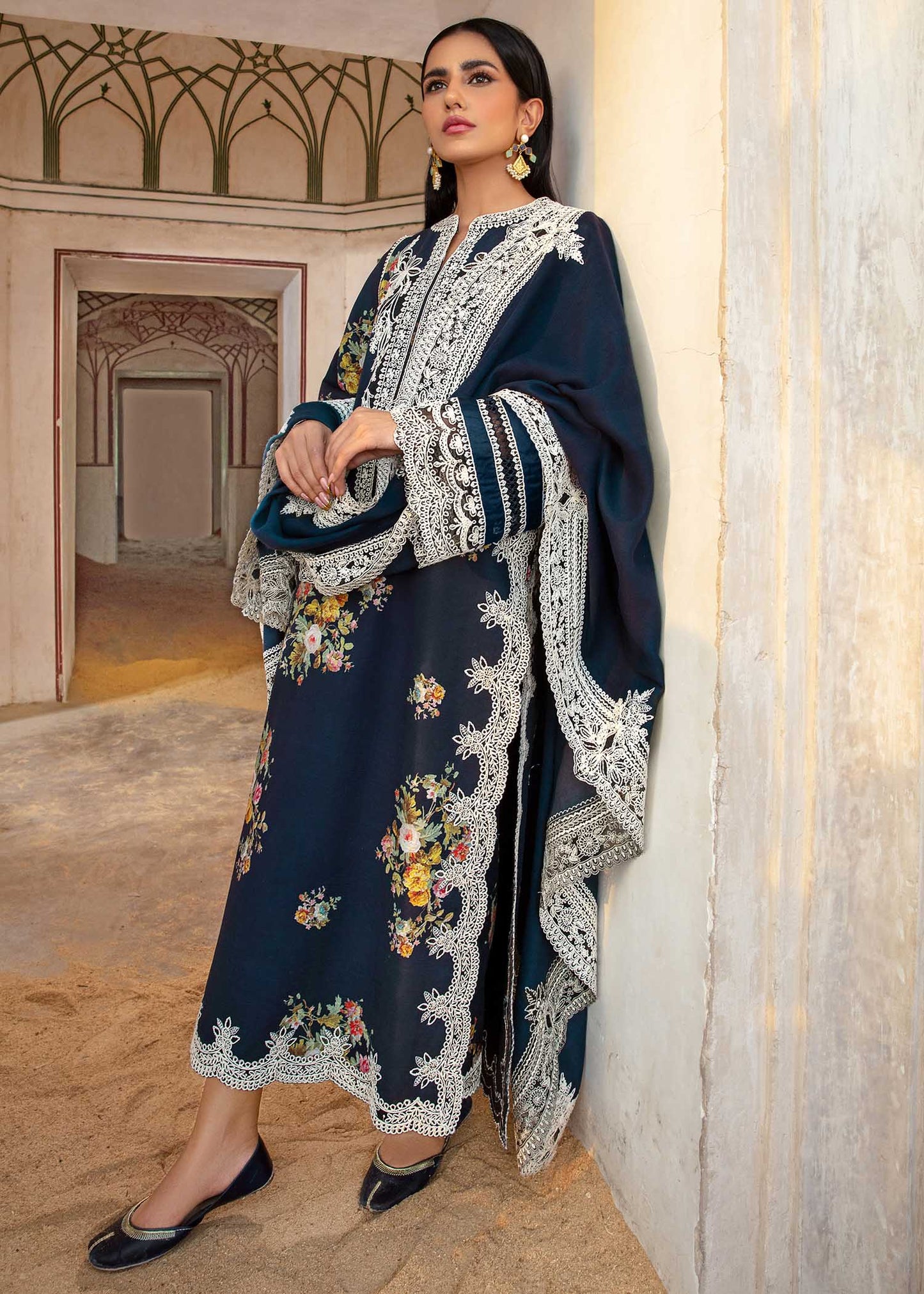 Crimson Luxury Lawn Embroidered Unstitched Suits Marori Tales - CRWP