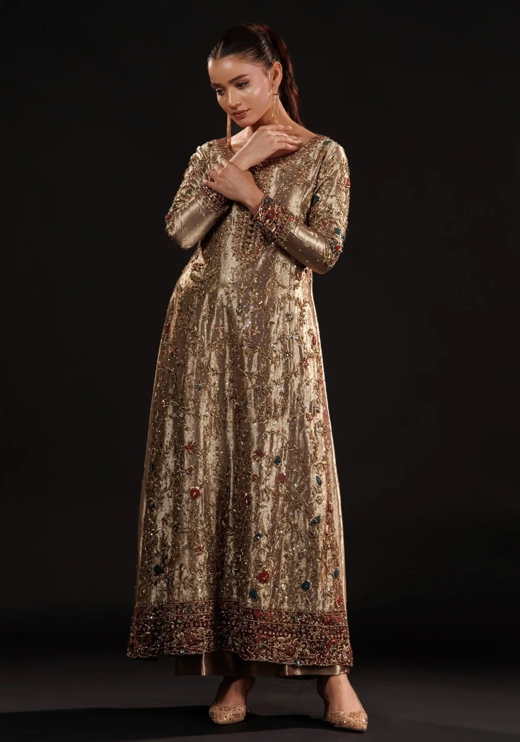 Usama Silk Gilded Mosaic Luxury Silk Embroidered 3Pc Unstitched Suit