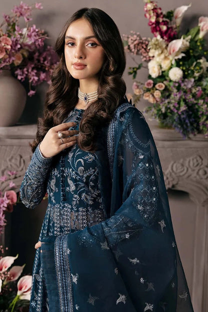 Afrozeh Luxury Organza Embroidered 3Pc Unstitched Suit Yale