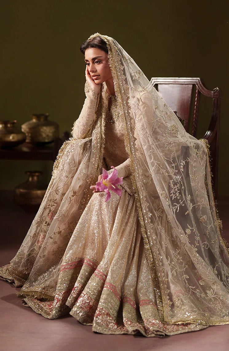 Faiza Saqlain Luxury Chiffon Embroidered 3Pc Unstitched Suit - Asfoureh