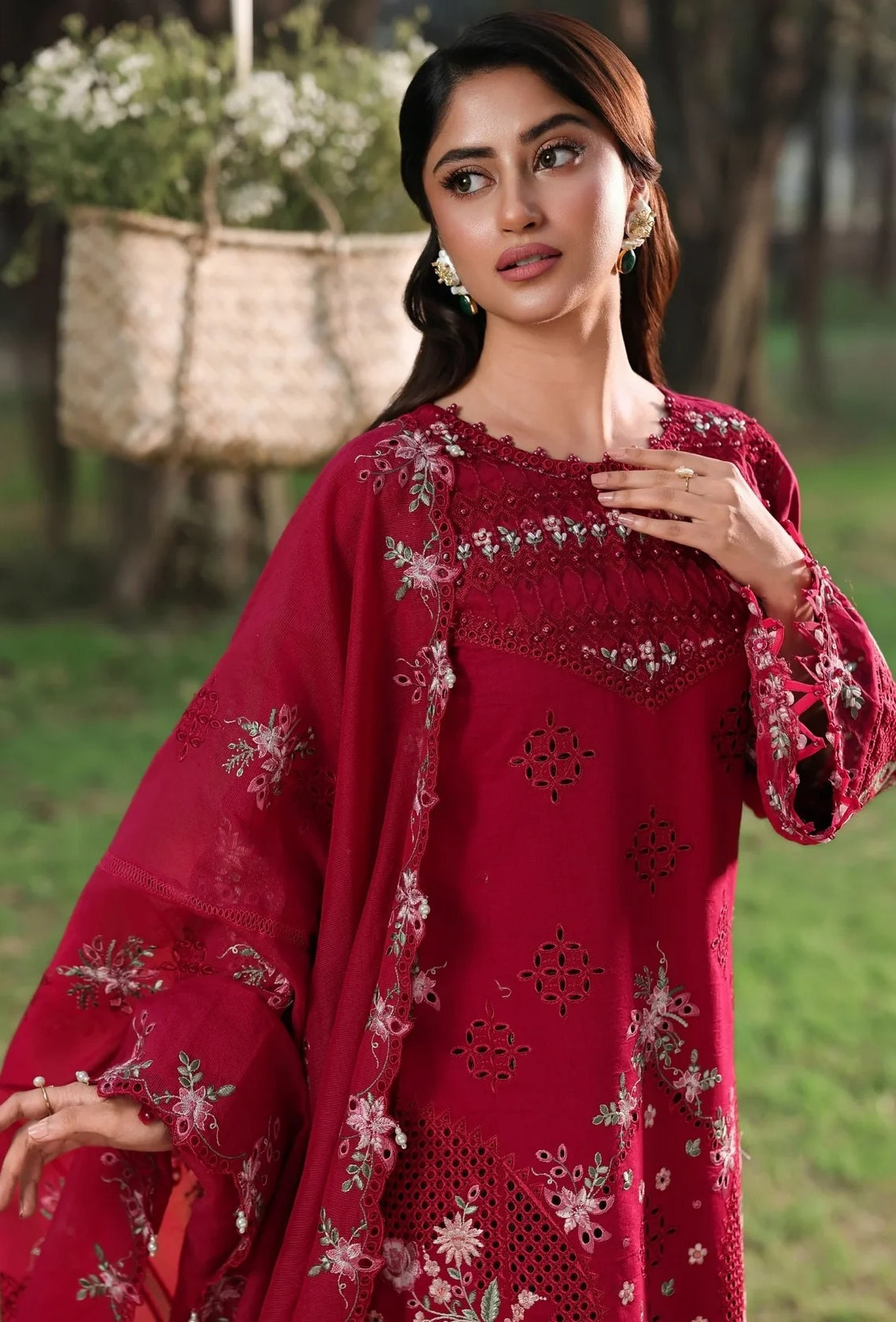 Sardinia - Luxury Lawn Embroidered Unstitched 3 Piece - FLORAL FUCHSIA