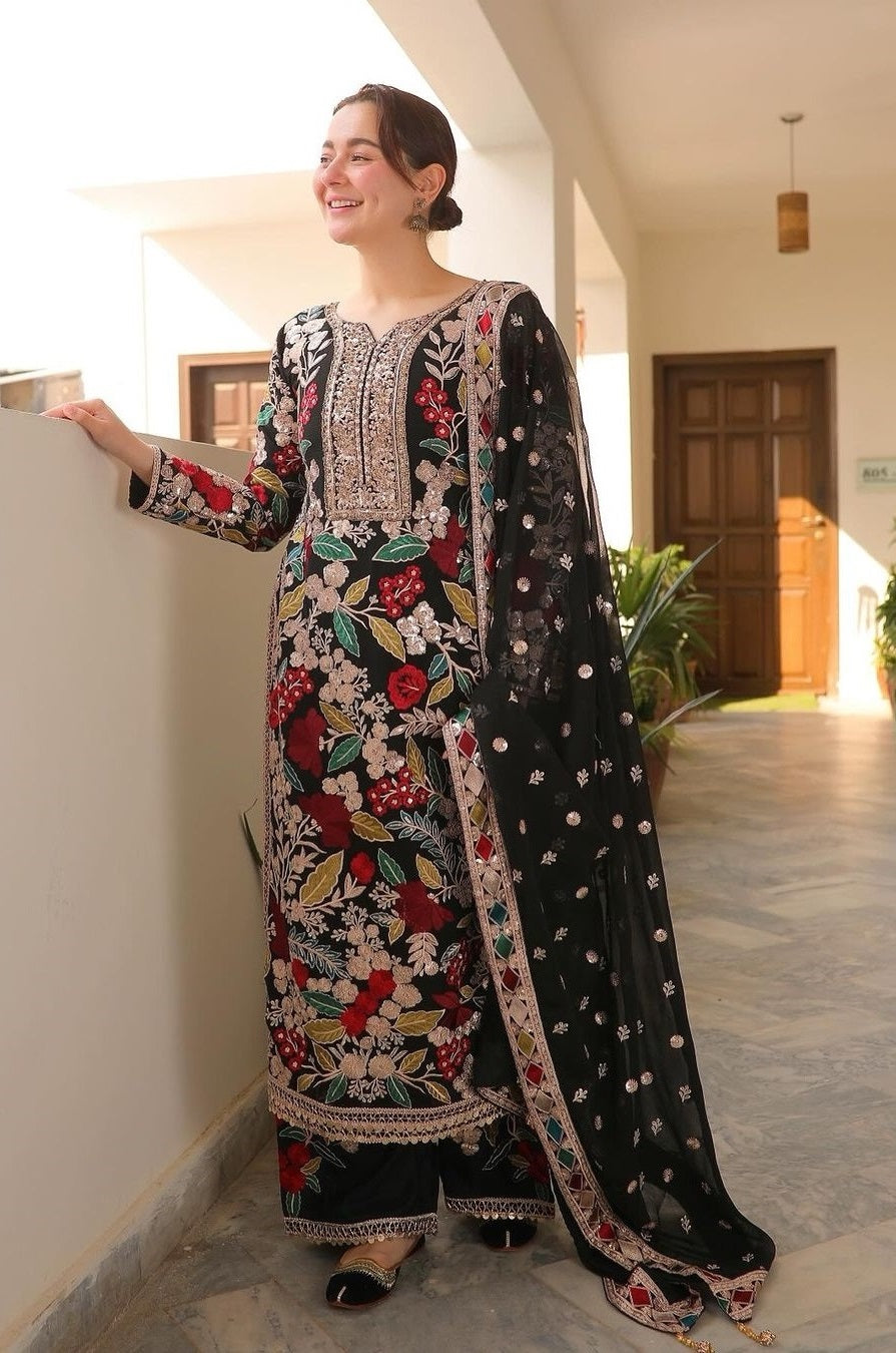 Haseen’s Mehnaaz Black Luxury Lawn Collection Unstitched