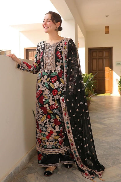 Haseen’s Mehnaaz Black Luxury Lawn Collection Unstitched