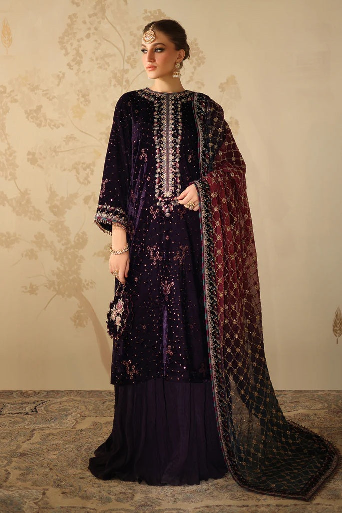 Baroque Velvet Embroidered 3 Piece Unstitched