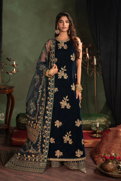Iznik Micro Velvet Embroidered Suits Unstitched