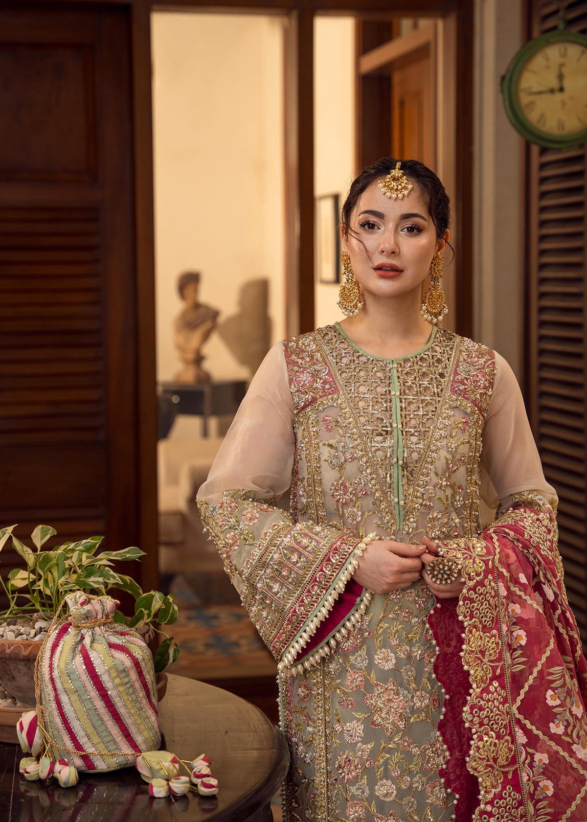 Crimson Artisanal Anecdotes Luxury Organza Embroidered 3Pc Unstitched Suit