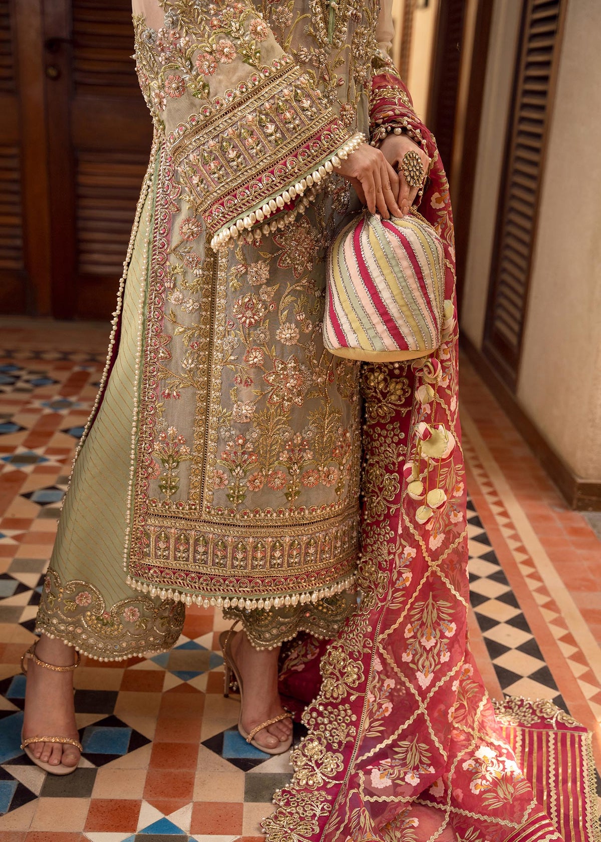Crimson Artisanal Anecdotes Luxury Organza Embroidered 3Pc Unstitched Suit