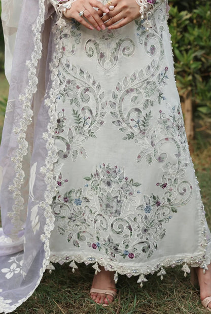 Sardinia - Luxury Lawn Embroidered 3 Piece Unstitched - Cloud Whisper