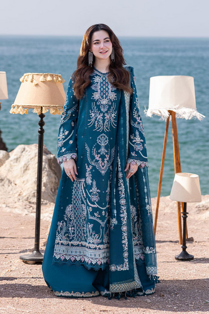 Qalamkar Luxury Lawn Embroidered Unstitched 3 Piece Sahil Kinare - new