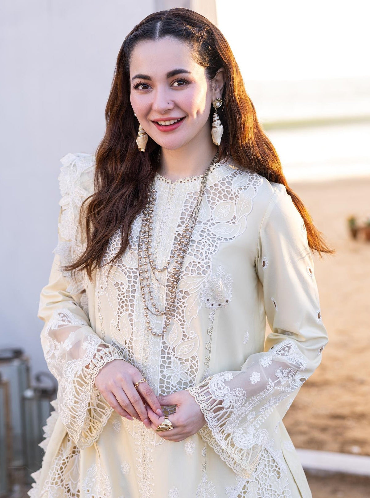 Qalamkar Sahil Kinare Luxury Lawn Embroidered 3 Piece Unstitched - Jana