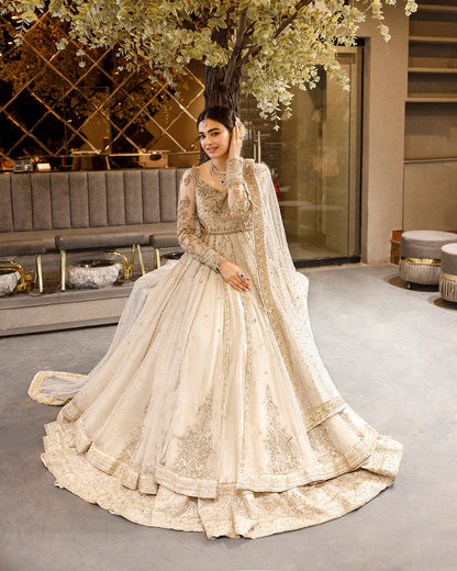 ANAMTA Golden White Organza Bridal Wedding Edition Unstitched