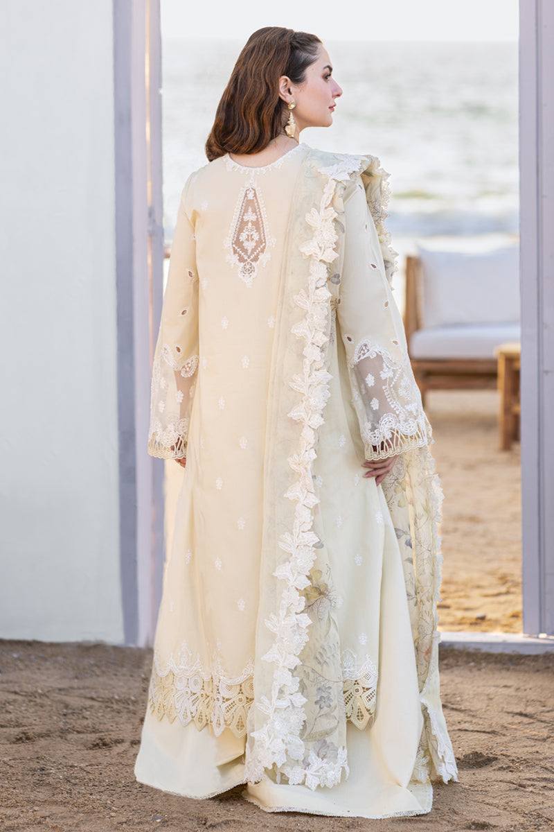 Qalamkar Sahil Kinare Luxury Lawn Embroidered 3 Piece Unstitched - Jana