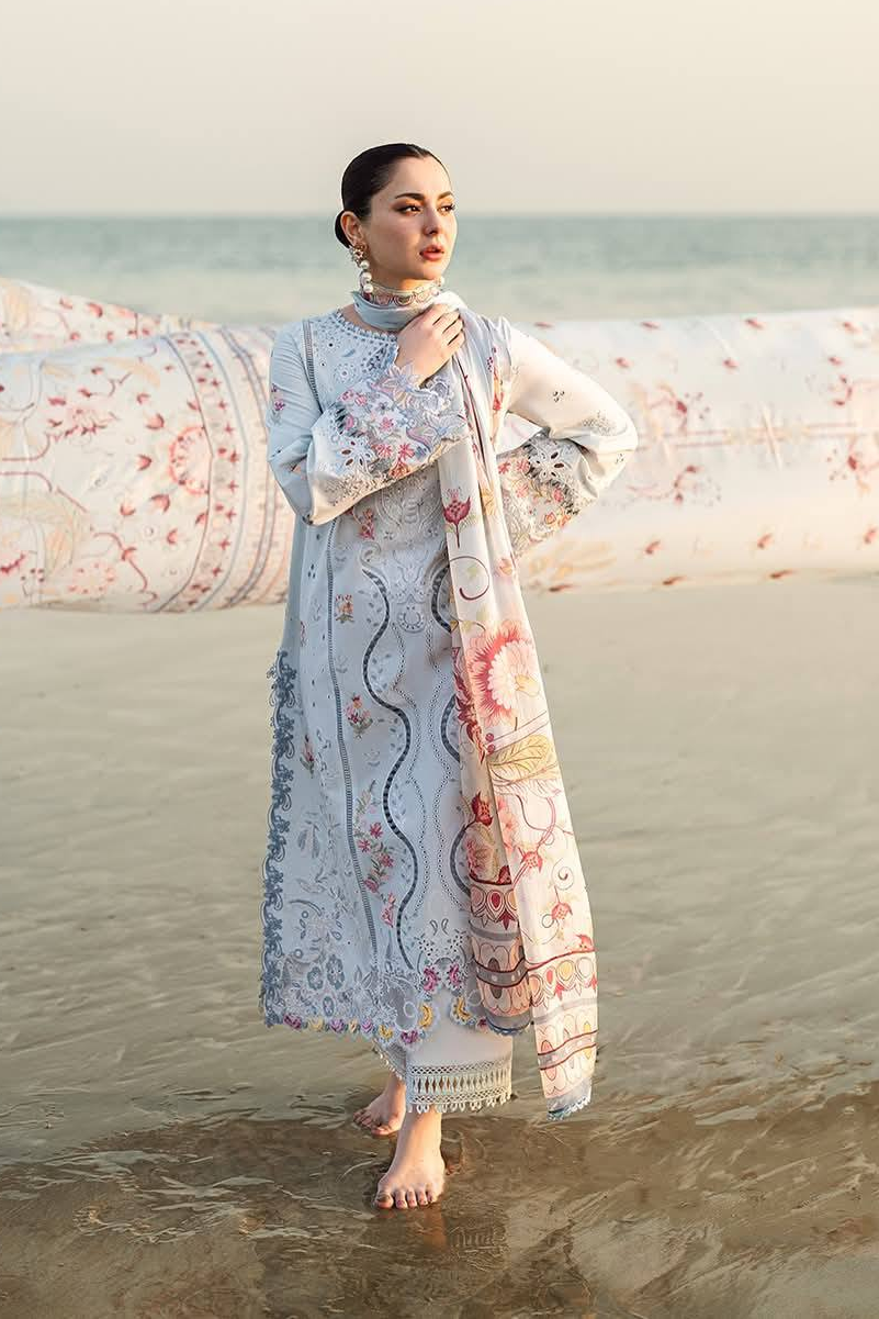 Qalamkar Luxury Lawn Embroidered 3 Piece Unstitched Isabella