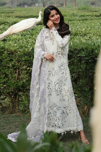 Sardinia - Luxury Lawn Embroidered 3 Piece Unstitched - Cloud Whisper