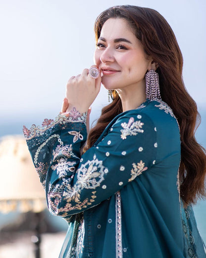 Qalamkar Luxury Lawn Embroidered Unstitched 3 Piece Sahil Kinare - new