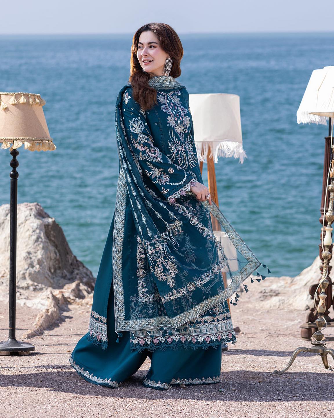 Qalamkar Luxury Lawn Embroidered Unstitched 3 Piece Sahil Kinare - new