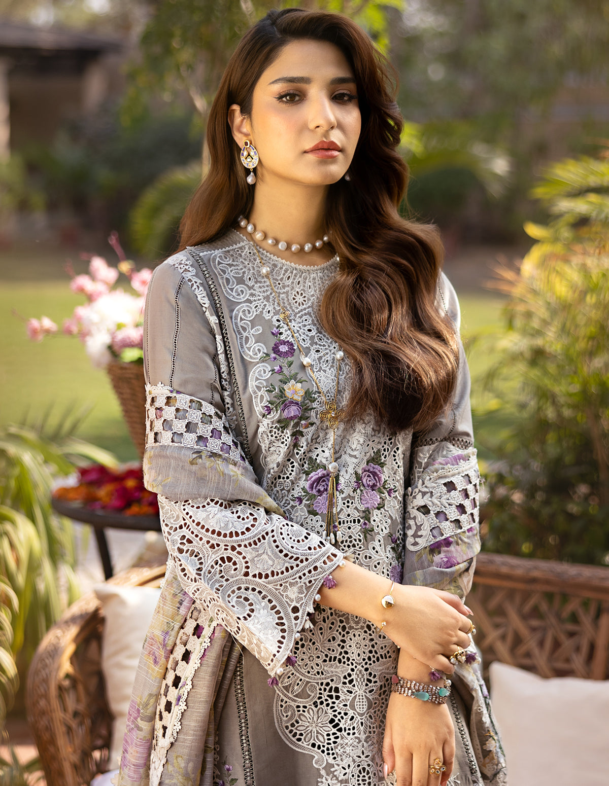 Elaf Premium Embroidered Luxury Lawn Unstitched 3Pc Suit RAMSHA