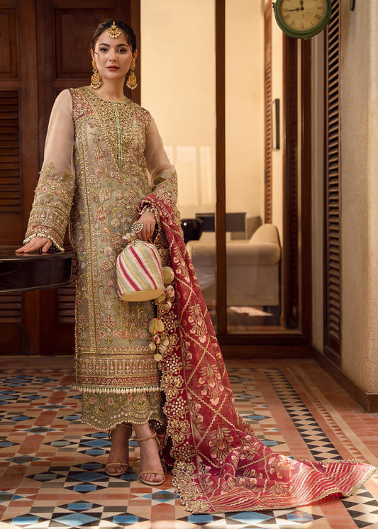 Crimson Artisanal Anecdotes Luxury Organza Embroidered 3Pc Unstitched Suit
