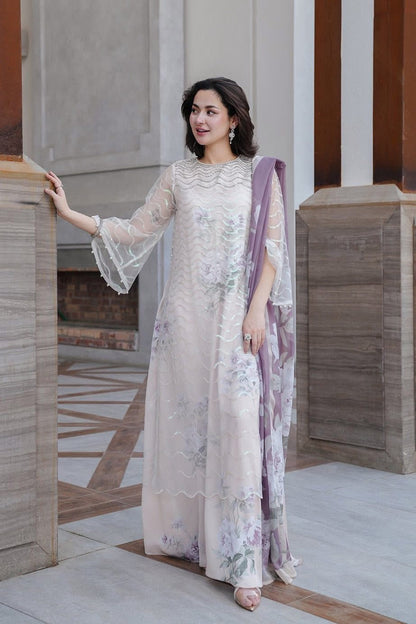 Lulusar Luxury Silk Embroidered 4 Pieces Net With Silk Inner Noural Dress