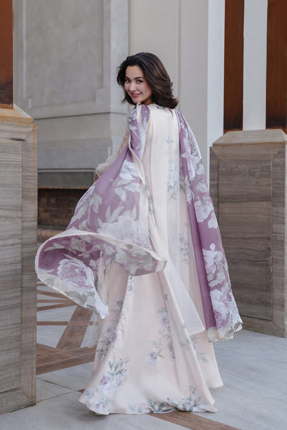 Lulusar Luxury Silk Embroidered 4 Pieces Net With Silk Inner Noural Dress