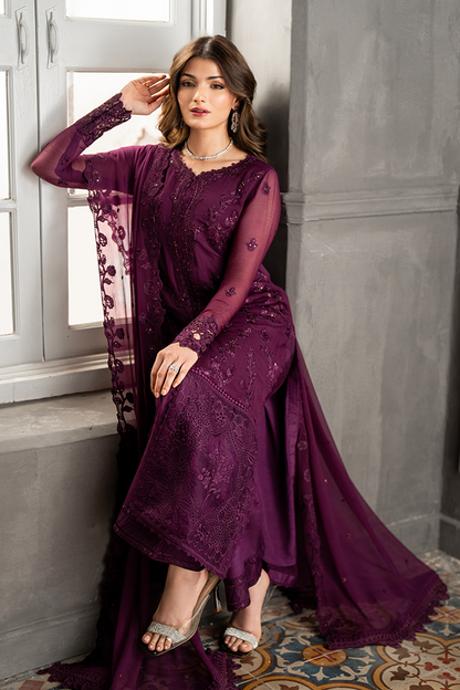 Azure Wedding Festive Luxury Chiffon Embroidered Collection Rose Noir