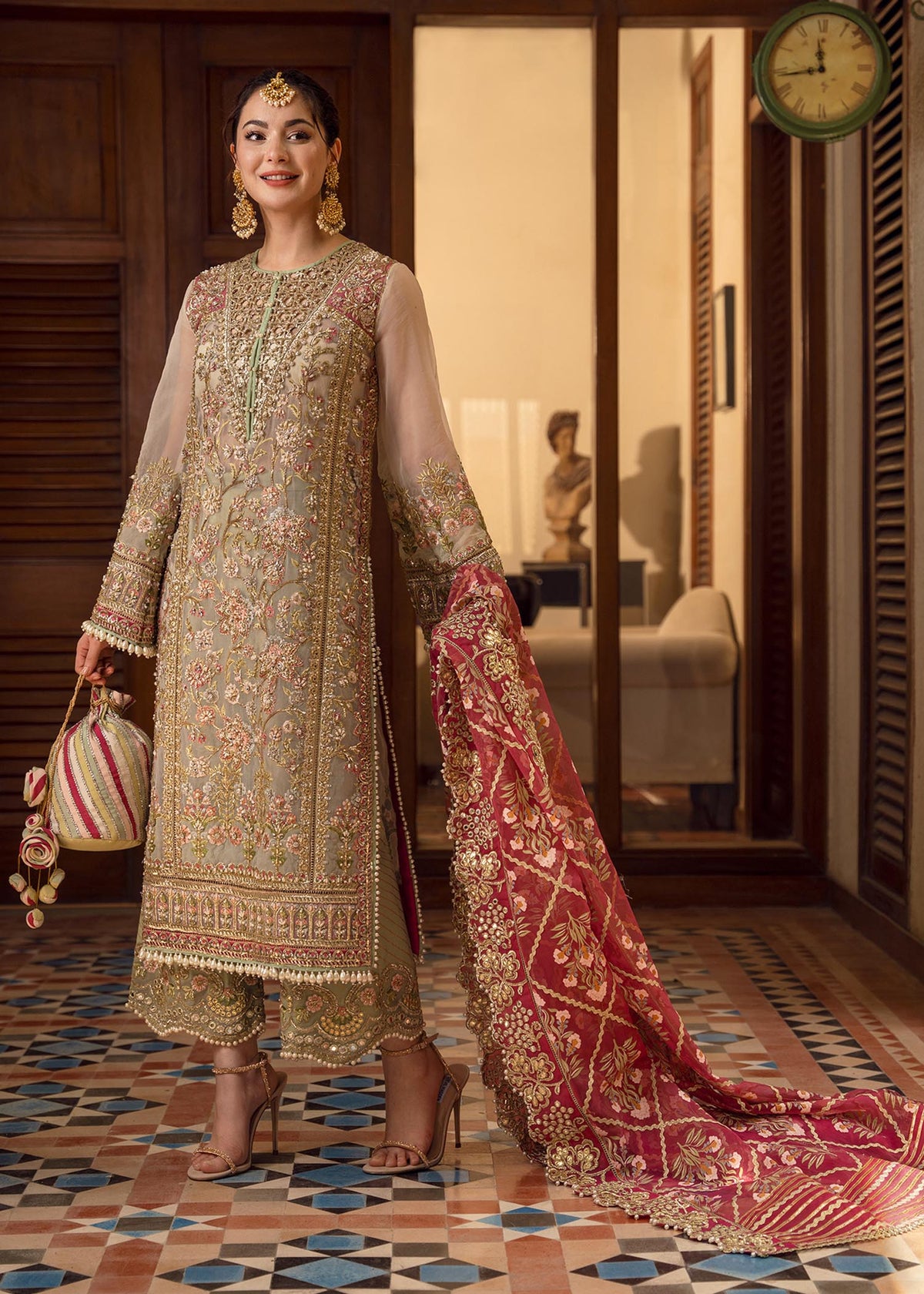 Crimson Artisanal Anecdotes Luxury Organza Embroidered 3Pc Unstitched Suit