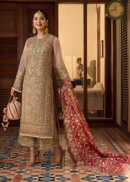 Crimson Artisanal Anecdotes Luxury Organza Embroidered 3Pc Unstitched Suit