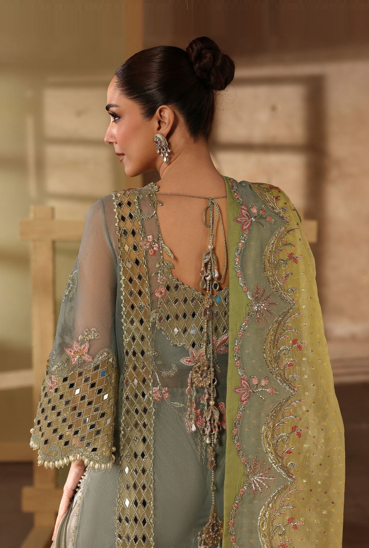 Crimson JHALAK Luxury Organza Embroidered 3Pc Unstitched Suit