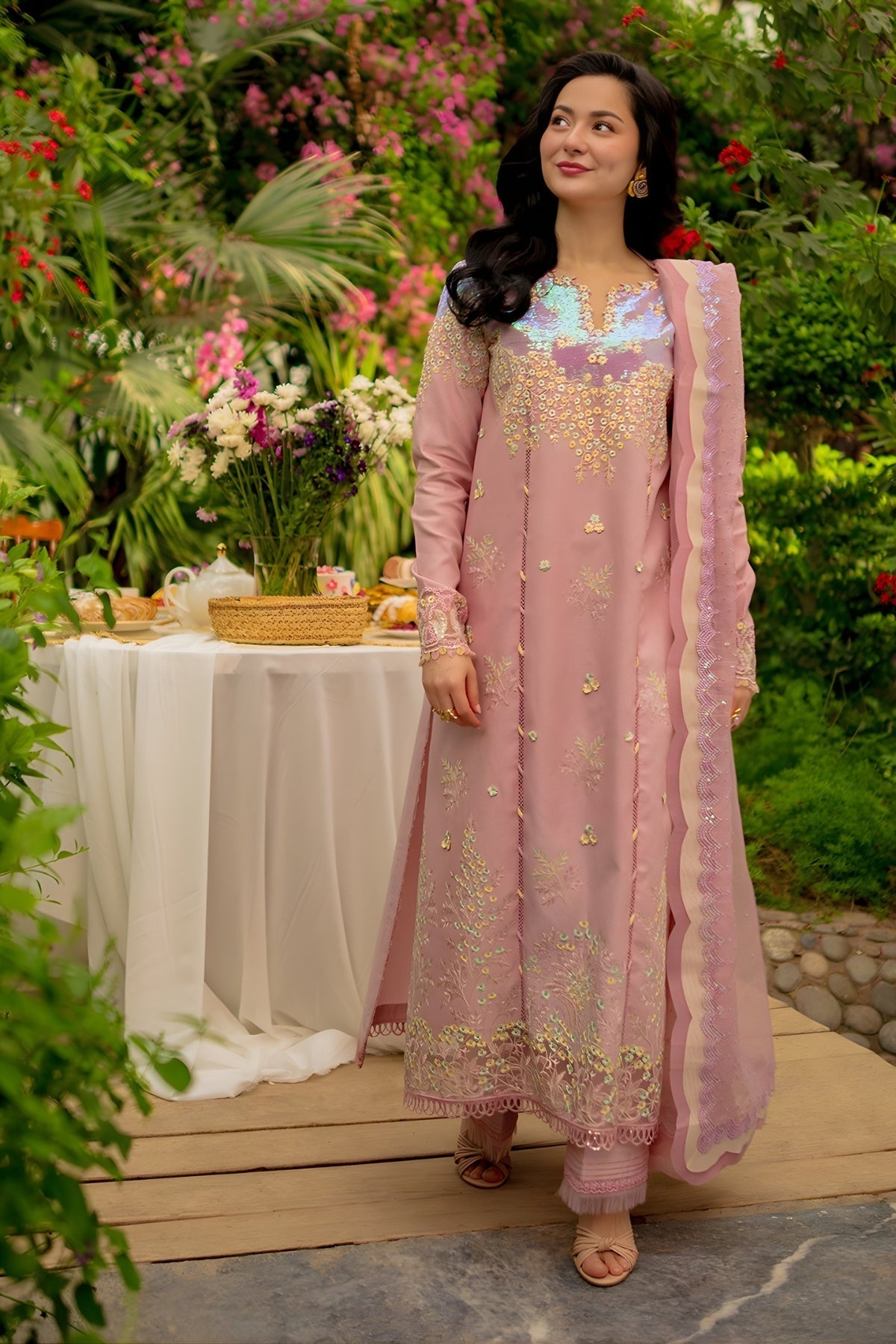 Rang Rasiya - 3PC Unstitched Lawn Embroidered Shirt with Cotton Net Dupatta and Trouser