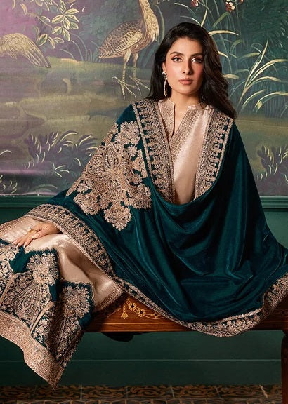 Zainab Chottani Skin Formal Brocade Tissue MICRO VELVET SHAWL 3PC