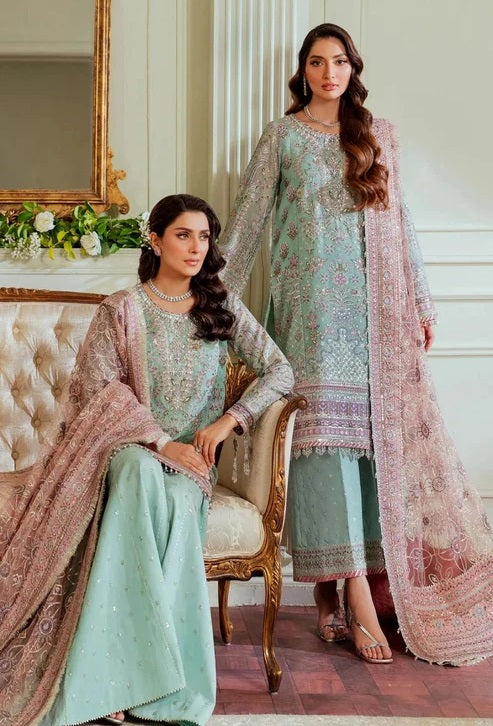 Baroque BQU - Luxury Pure Chiffon Embroidered 3 Piece Unstitched