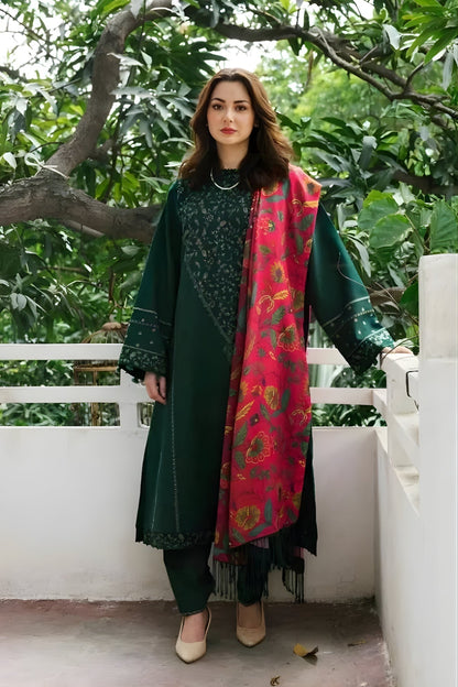 Zara Shah Jahan - 3PC Unstitched Dhanak Embroidered Shirt with Digital Printed Dupatta and Trouser