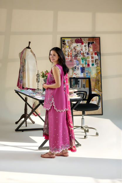 Sobia Nazir - 3PC Unstitched Lawn Embroidered Shirt with Digital Printed Dupatta and Embroidered Trouser